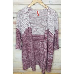 Thick Oversized Cardigan Gray and Burgundy